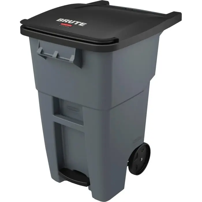 Same Day Shipping Rubbermaid Brute Step-On Rollout Container, 50 Gallon, Gray